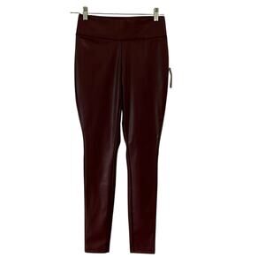 INC International Concepts Burgundy Faux Leather Stretch Leggings Pants Size 2